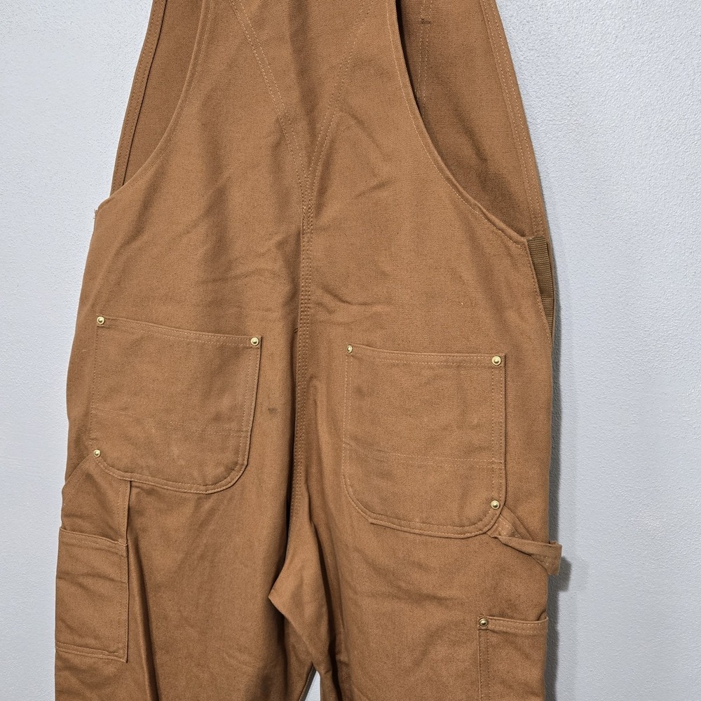 Carhartt Bib Overalls Brown Canvas RN14806 Workwear Duck Chore Men 34x32 STAINED - Picture 11 of 15